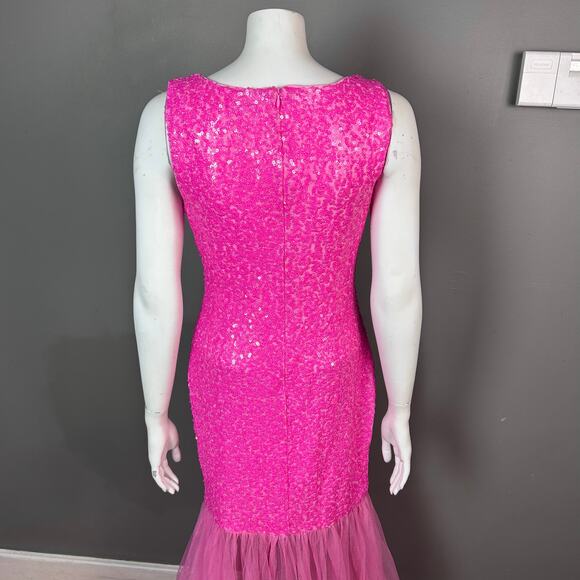 Faeriesty Mermaid dress Gown Size L Hot Pink sequins fairy Legally Blonde Prom - Picture 7 of 12